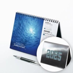 Calendrier chevalet A5 luxe argent personnalisé : Océan