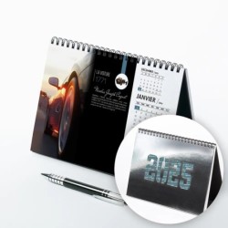 Calendrier chevalet A5 luxe argent personnalisé : Inventions Françaises