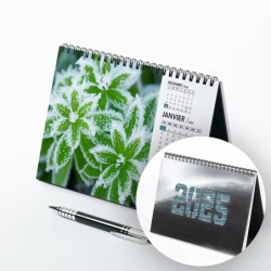 Calendrier chevalet A5 luxe argent personnalisé : Zoom Nature