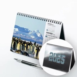 Calendrier chevalet A5 luxe argent personnalisé : Faune