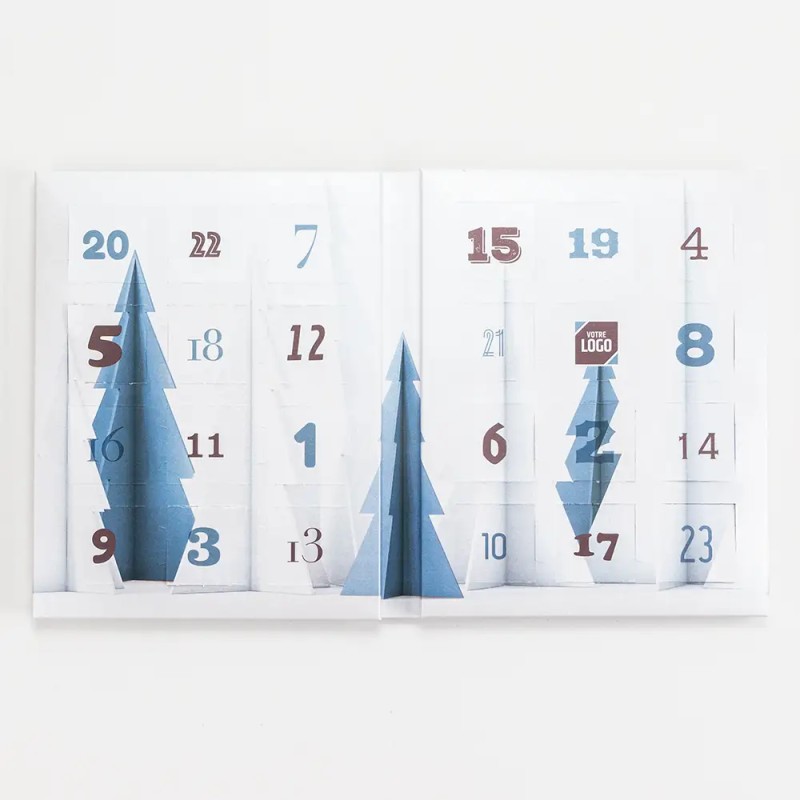 Calendrier de l'avent personnalisé carrés de chocolat - Book Sapin 3D