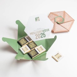 Carte de vœux personnalisée coffret 7 chocolats : Pétales Kraft