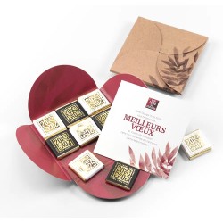 Carte de vœux carrée personnalisée ChocoPlis 9 chocolats : Kraft