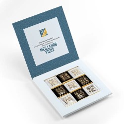 Carte de vœux personnalisée écrin 9 chocolats : Alinéa