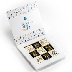 Carte de vœux personnalisée écrin 9 chocolats : Noël