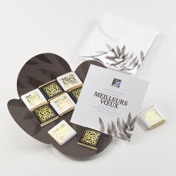 Carte de vœux carrée personnalisée ChocoPlis 9 chocolats : Aquarelle