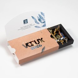 Carte de vœux personnalisée 9 papillotes : Kraft