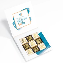 Carte de vœux personnalisée écrin 9 chocolats : Palette