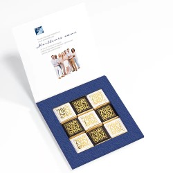 Carte de vœux personnalisée écrin 9 chocolats : Typo