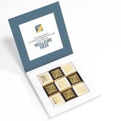 Carte de vœux personnalisée écrin 9 chocolats : Alinéa