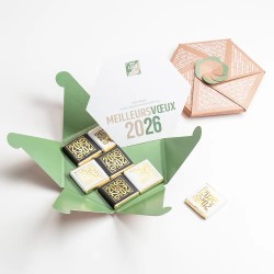Carte de vœux personnalisée coffret 7 chocolats : Pétales Kraft
