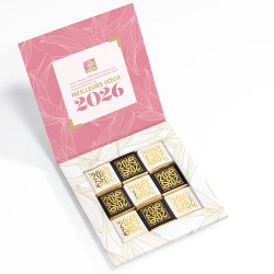 Carte de vœux personnalisée avec chocolats - Ecrin Esquisse