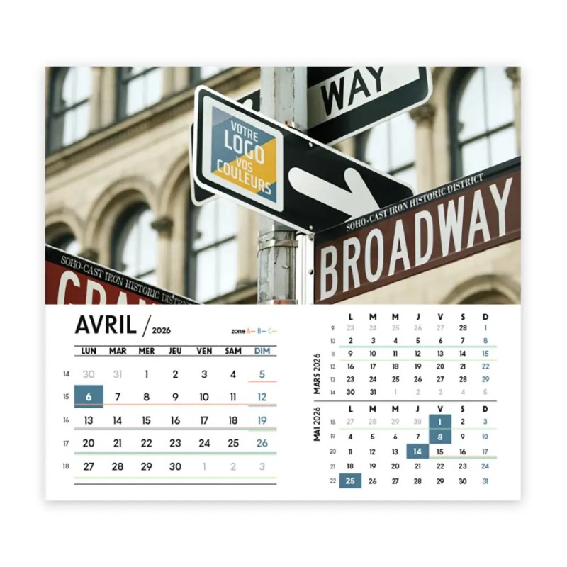 Calendrier chevalet intégral (15x18 cm) personnalisé - Logo intégré Visio