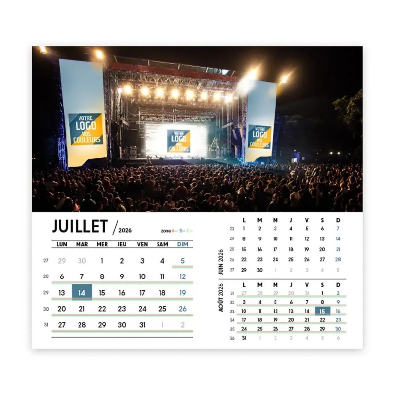 Calendrier chevalet intégral (15x18 cm) personnalisé - Logo intégré Visio