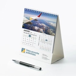 Calendrier chevalet intégral (15x18 cm) personnalisé - Logo intégré Voyage