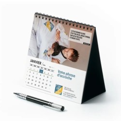 Calendrier chevalet carré (15x15 cm) personnalisé - Logo intégré Valeurs du sport