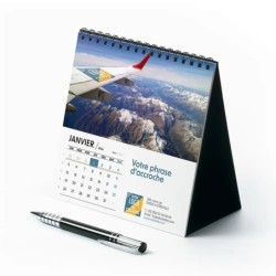 Calendrier chevalet carré (15x15 cm) personnalisé - Logo intégré Voyage