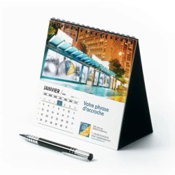 Calendrier chevalet carré (15x15 cm) personnalisé - Logo intégré Giga