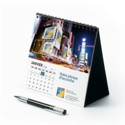 Calendrier chevalet carré (15x15 cm) personnalisé - Logo intégré Visio