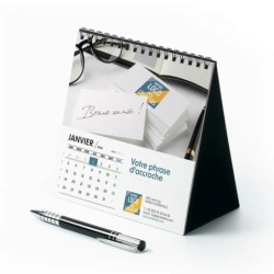 Calendrier chevalet carré (15x15 cm) personnalisé - Logo intégré Au bureau