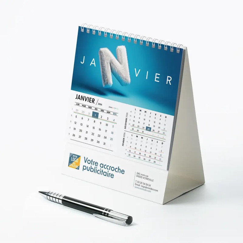 Calendrier chevalet intégral (15x18 cm) personnalisé - Typomix