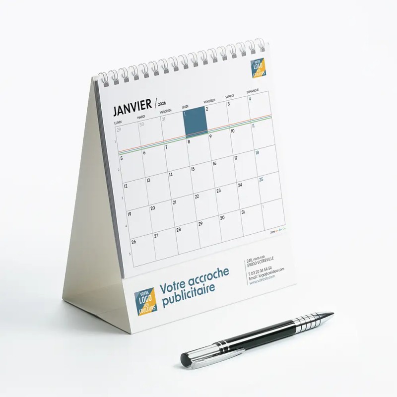 Calendrier chevalet intégral (15x18 cm) personnalisé - Typomix