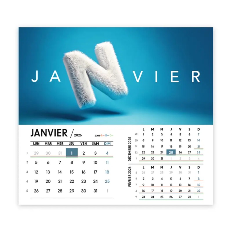Calendrier chevalet intégral (15x18 cm) personnalisé - Typomix