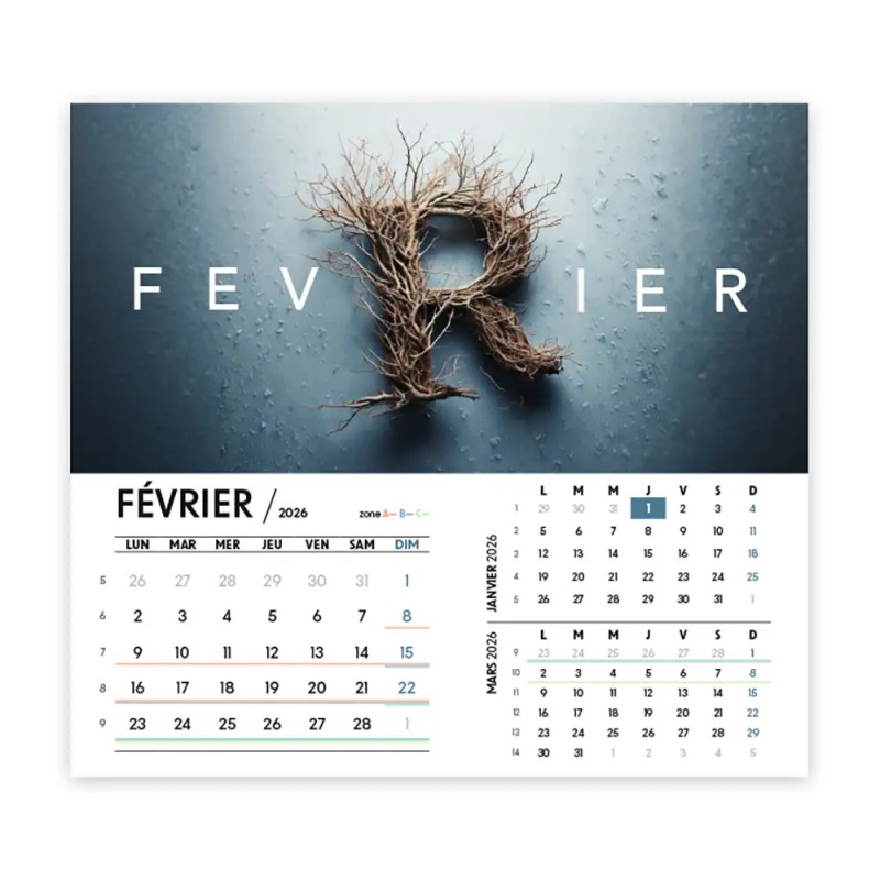 Calendrier chevalet intégral (15x18 cm) personnalisé - Typomix