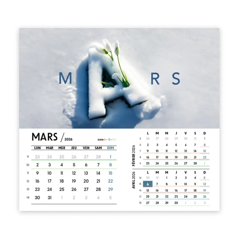 Calendrier chevalet intégral (15x18 cm) personnalisé - Typomix