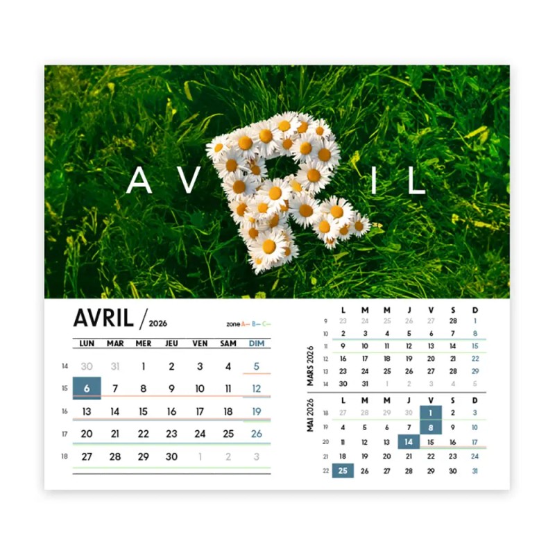 Calendrier chevalet intégral (15x18 cm) personnalisé - Typomix