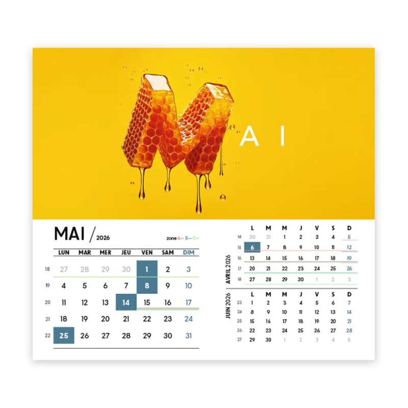 Calendrier chevalet intégral (15x18 cm) personnalisé - Typomix