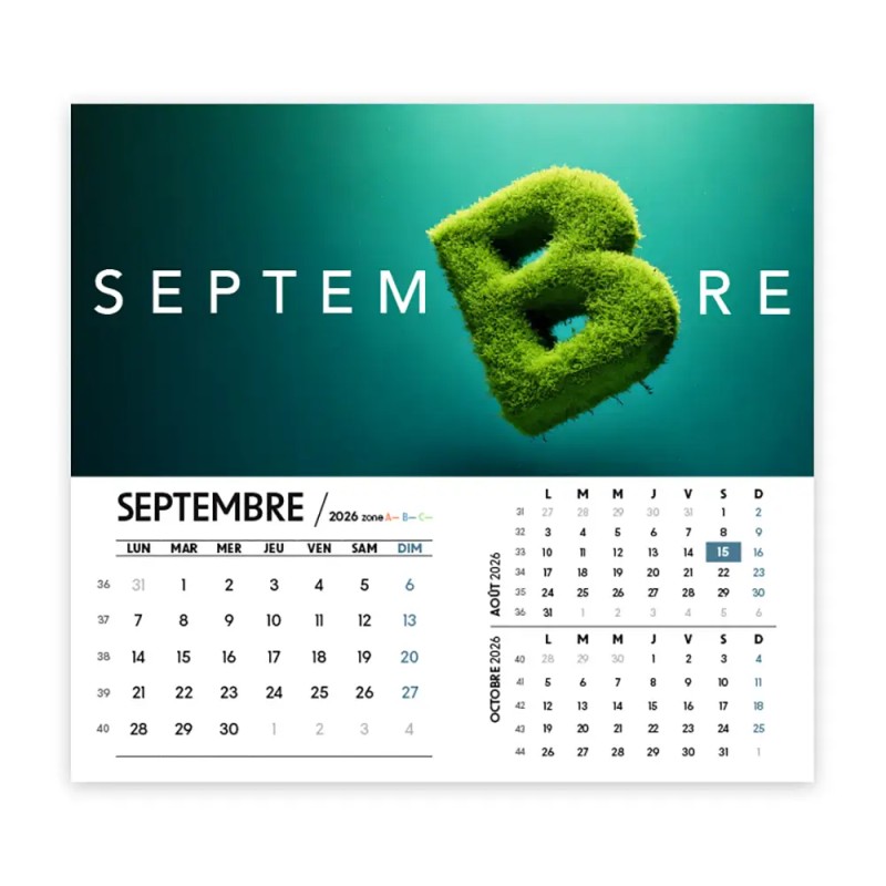 Calendrier chevalet intégral (15x18 cm) personnalisé - Typomix
