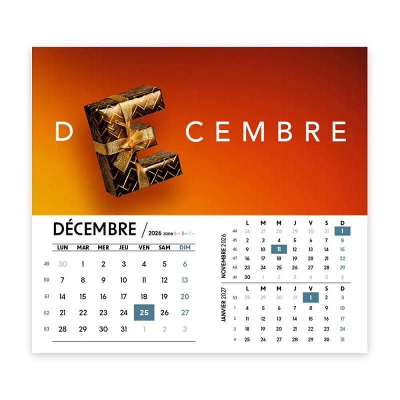 Calendrier chevalet intégral (15x18 cm) personnalisé - Typomix