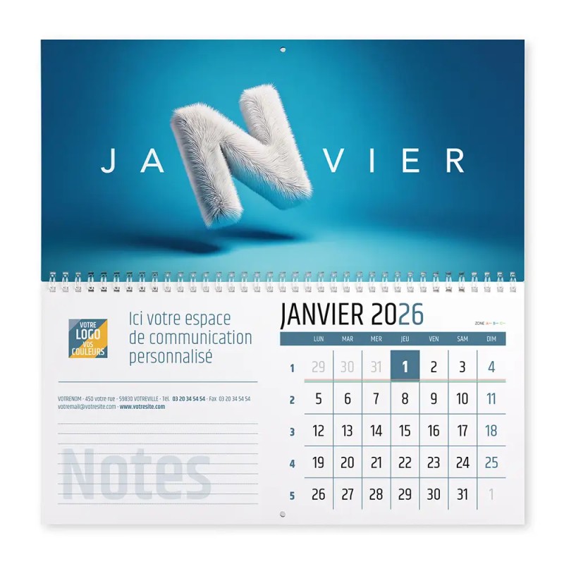 Calendrier mural (33x32 cm) personnalisé - Typomix