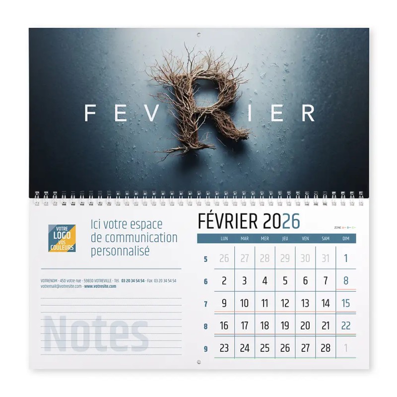 Calendrier mural (33x32 cm) personnalisé - Typomix