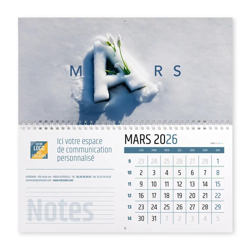 Calendrier mural (33x32 cm) personnalisé - Typomix