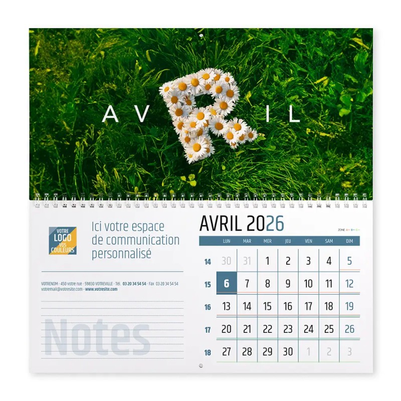 Calendrier mural (33x32 cm) personnalisé - Typomix