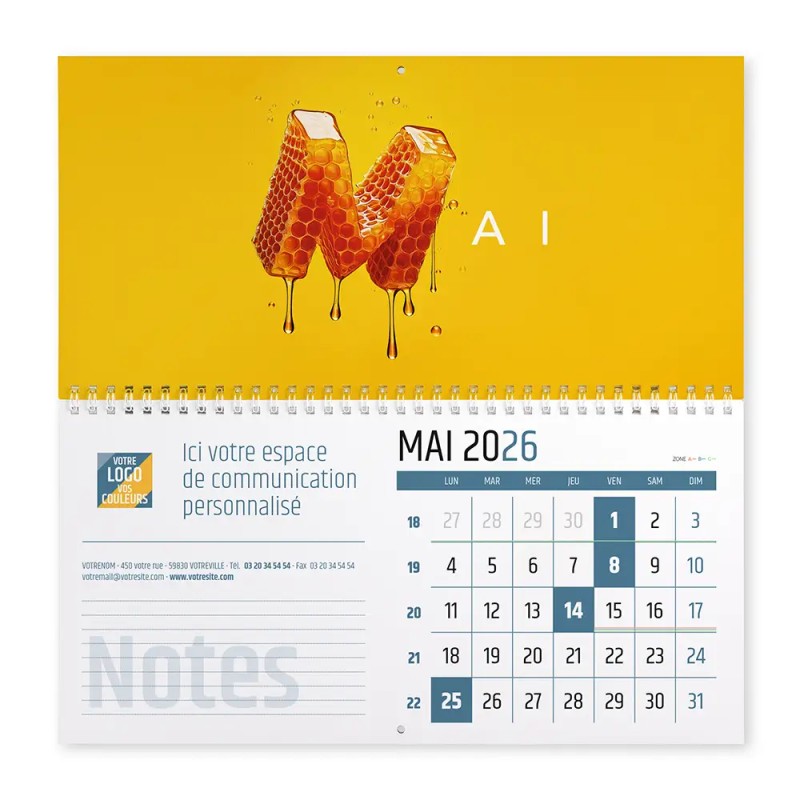 Calendrier mural (33x32 cm) personnalisé - Typomix