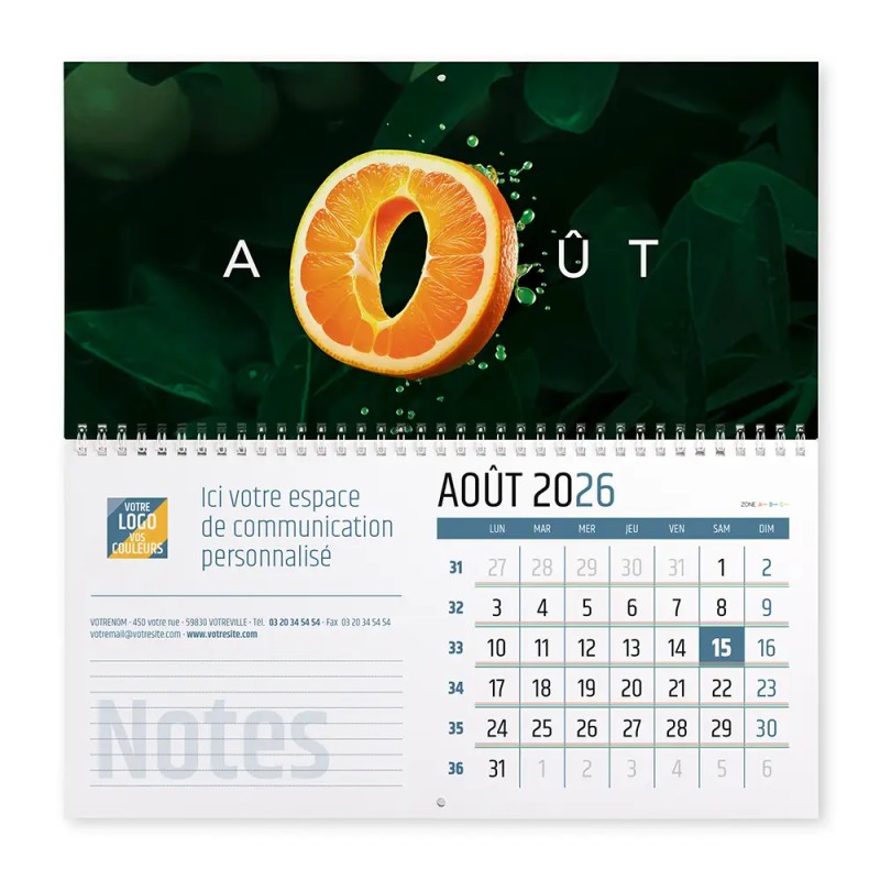 Calendrier mural (33x32 cm) personnalisé - Typomix