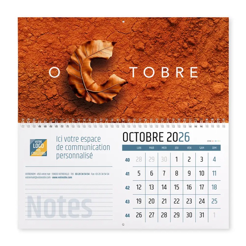 Calendrier mural (33x32 cm) personnalisé - Typomix