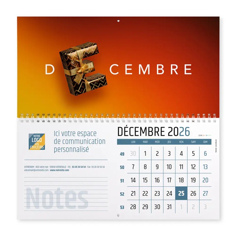 Calendrier mural (33x32 cm) personnalisé - Typomix