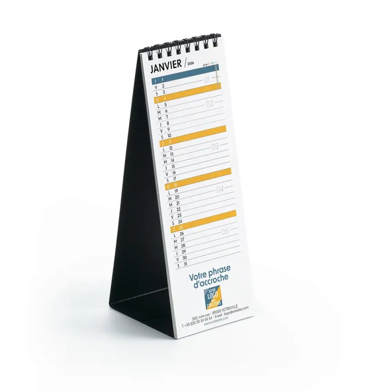 Calendrier chevalet vertical (7,5x21 cm) personnalisé - Typomix