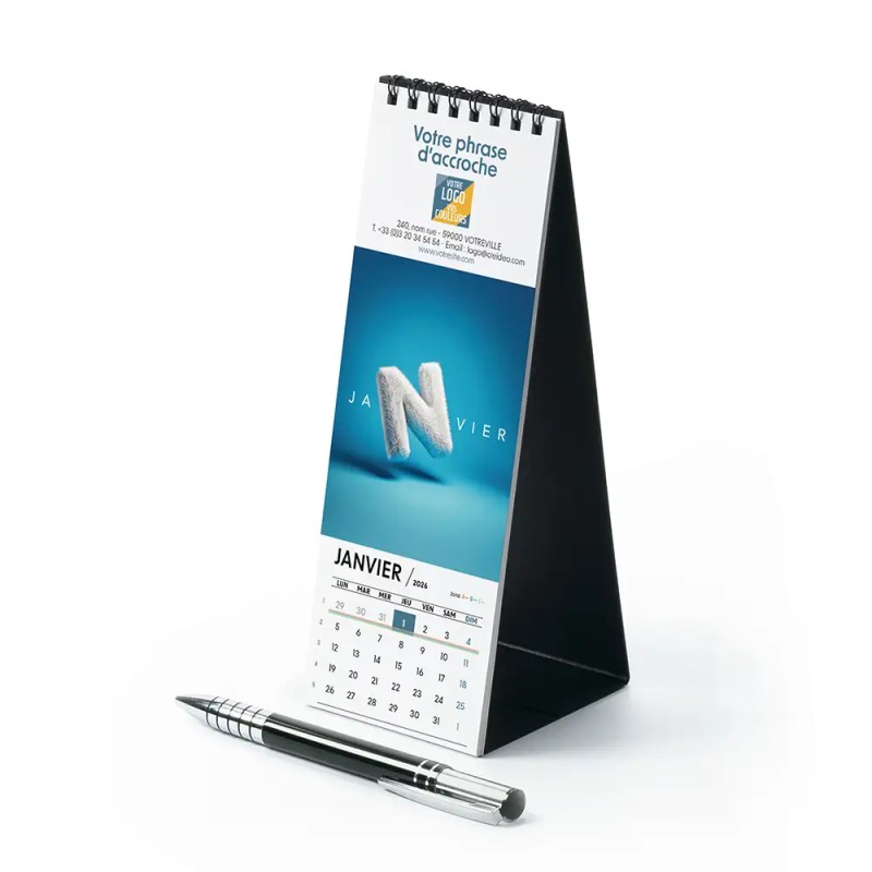 Calendrier chevalet vertical (7,5x21 cm) personnalisé - Typomix