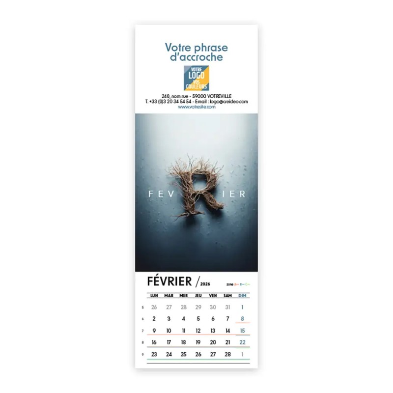 Calendrier chevalet vertical (7,5x21 cm) personnalisé - Typomix