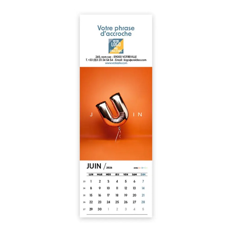 Calendrier chevalet vertical (7,5x21 cm) personnalisé - Typomix