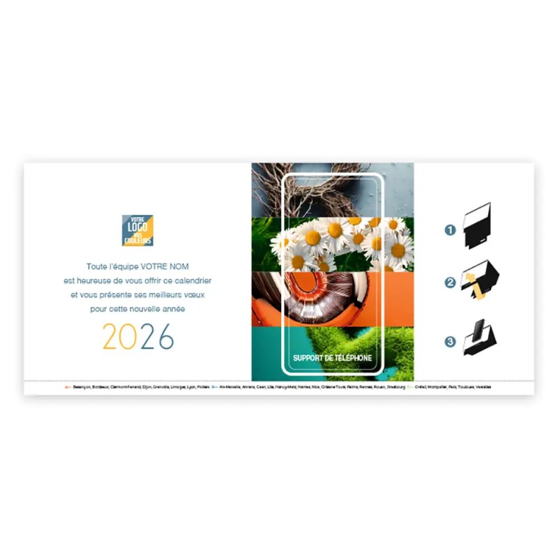 Calendrier chevalet support de téléphone Supra (24x11 cm) - Typomix