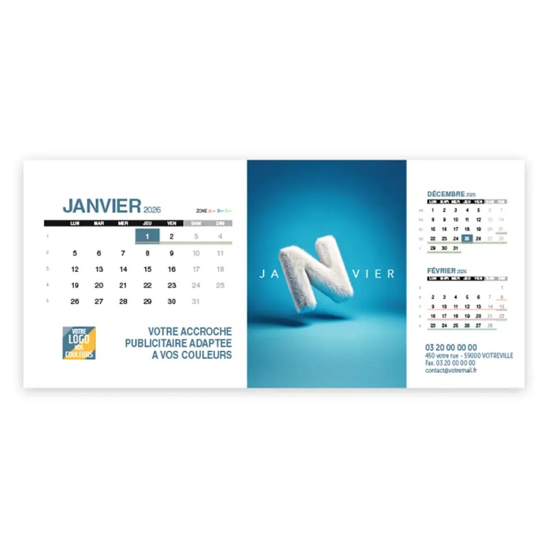 Calendrier chevalet support de téléphone Supra (24x11 cm) - Typomix