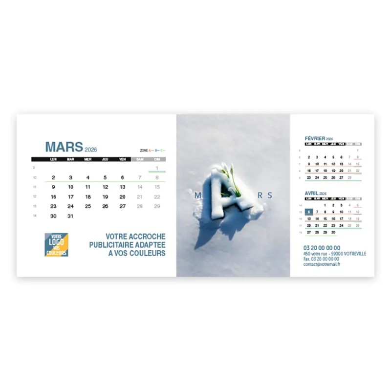 Calendrier chevalet support de téléphone Supra (24x11 cm) - Typomix