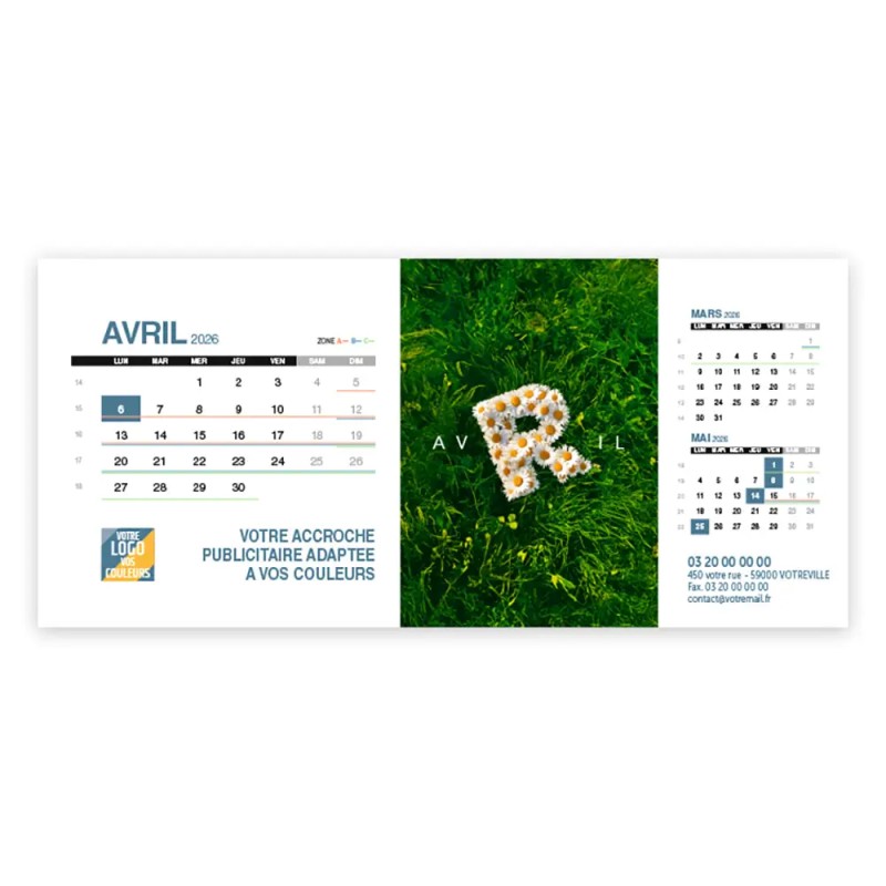 Calendrier chevalet support de téléphone Supra (24x11 cm) - Typomix