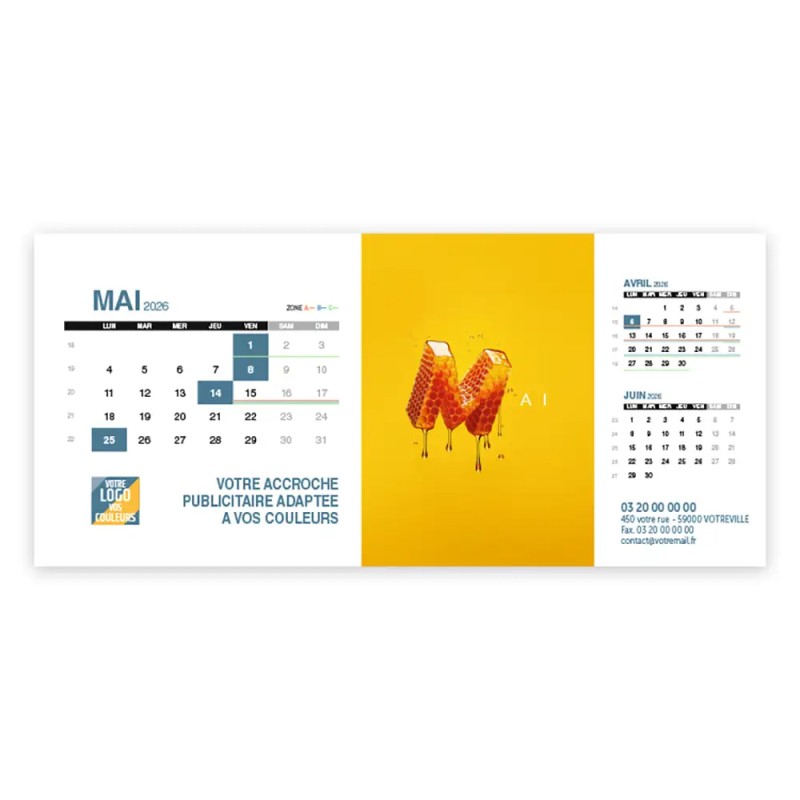Calendrier chevalet support de téléphone Supra (24x11 cm) - Typomix